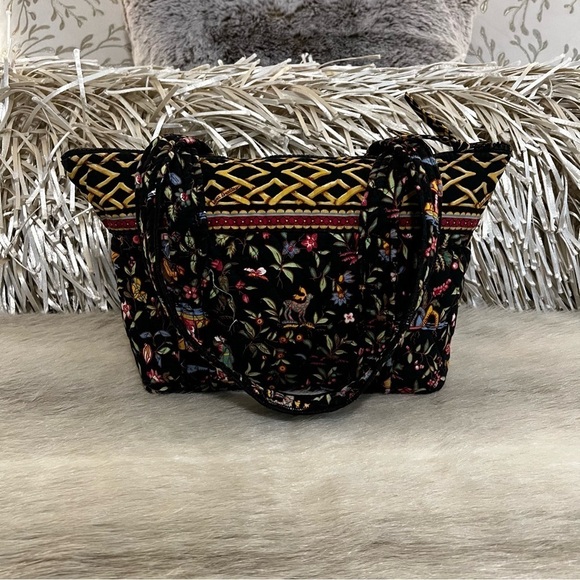 Vintage VERA BRADLEY Ping Petite Paddy Bag Zip Top Black Gold Toile Red Asian - Picture 5 of 12